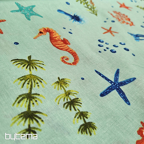 Tela decorativa MARISCOS turquesa