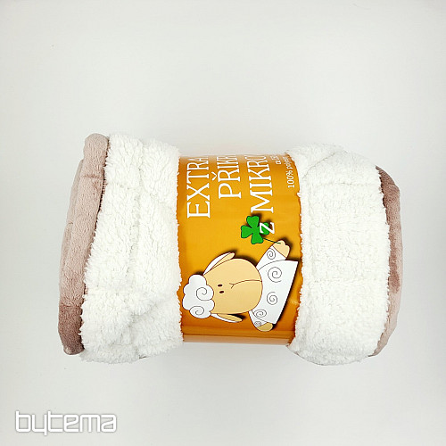 Manta de microfibra EXTRA SUAVE OVEJA cosida beige-gris
