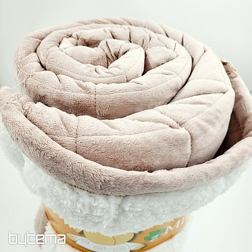 Manta de microfibra EXTRA SUAVE OVEJA cosida beige-gris