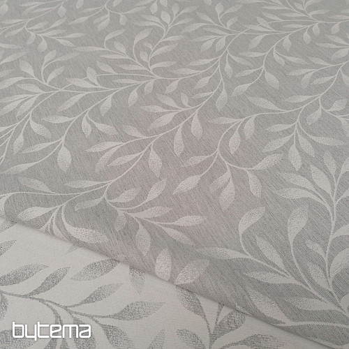 Tela jacquard decorativa NIGHT LEAFS gris
