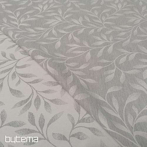 Tela jacquard decorativa NIGHT LEAFS gris