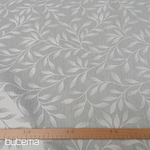 Tela jacquard decorativa NIGHT LEAFS gris