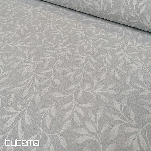 Tela jacquard decorativa NIGHT LEAFS gris