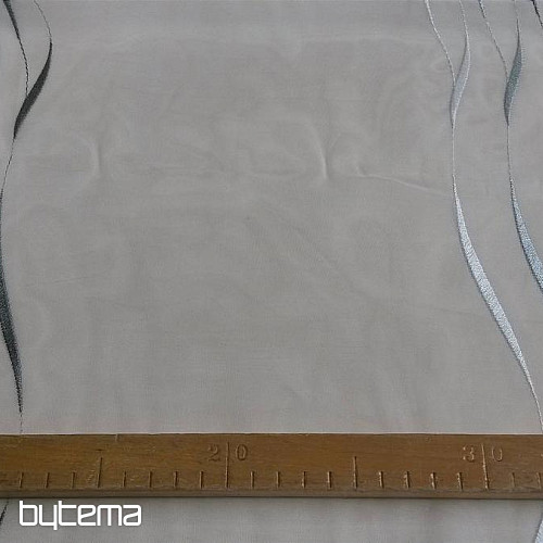 Cortina de gasa con bordado gris Gerster 195/0810