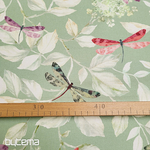 Tela decorativa ROSETO DRAGONFLY gris-verde