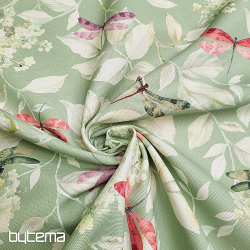 Tela decorativa ROSETO DRAGONFLY gris-verde