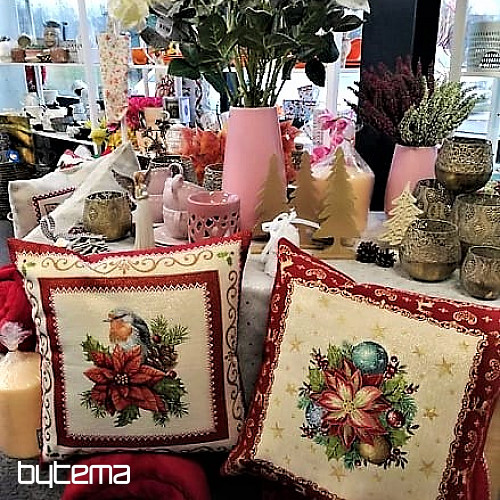 Funda de almohada de tapiz navideño PÁJARO EN UN MARCO