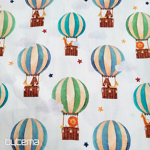 Satén de algodón infantil GLOBOS VOLADORES estampado digital