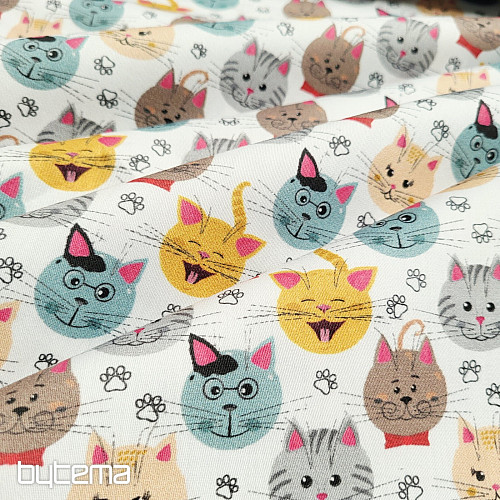 Satén de algodón infantil GATOS estampado digital