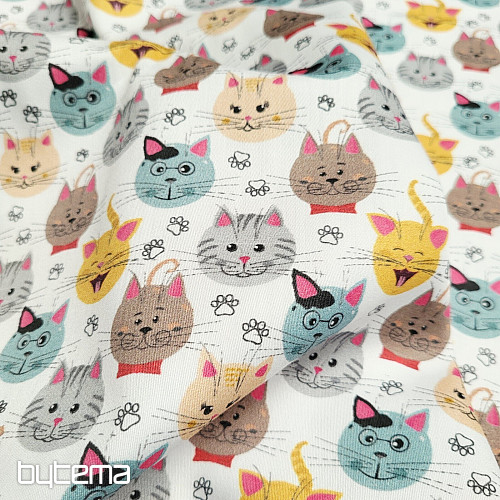 Satén de algodón infantil GATOS estampado digital