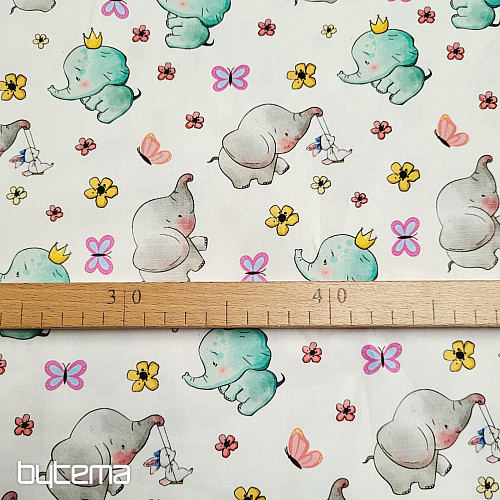 Satén de algodón infantil ELEFANTES estampado digital