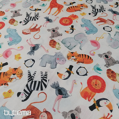 Satén de algodón infantil estampado digital ZOO