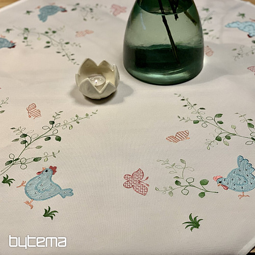 Manteles y bufandas bordados SLEPIČKY azul