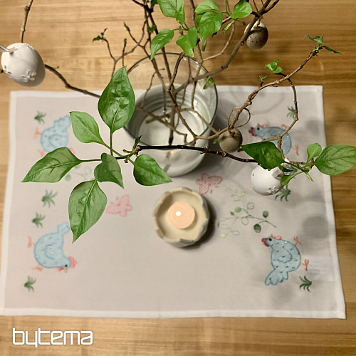 Manteles y bufandas bordados SLEPIČKY azul