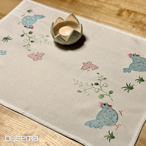 Manteles y bufandas bordados SLEPIČKY azul