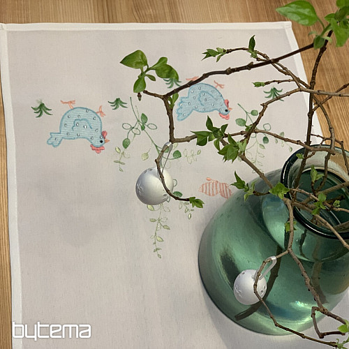 Manteles y bufandas bordados SLEPIČKY azul