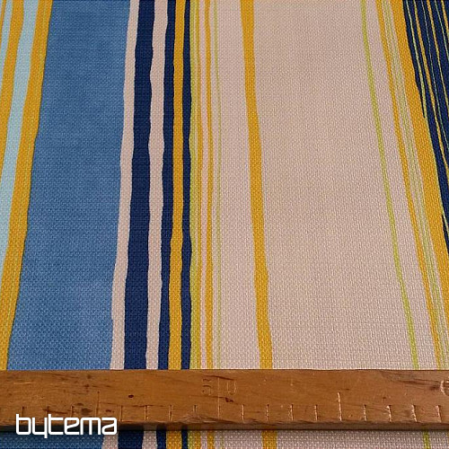 Tela decorativa raya azul-amarilla 140cm