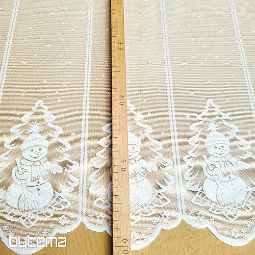 Cortina jacquard NAVIDAD para vidriera MUÑECO DE NIEVE