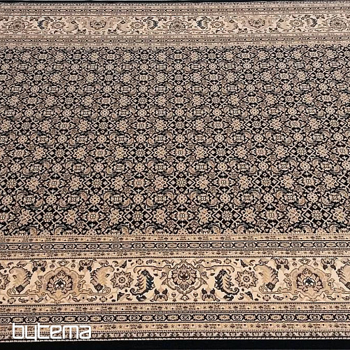Alfombra clásica de lana ORIENT con estampado azul en toda su superficie
