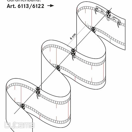 Cinta fruncida para cortina NEW WAVE de 8 cm, 1:2