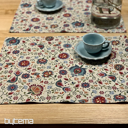 Mantel de gobelino con flores y pájaro Jurkovič