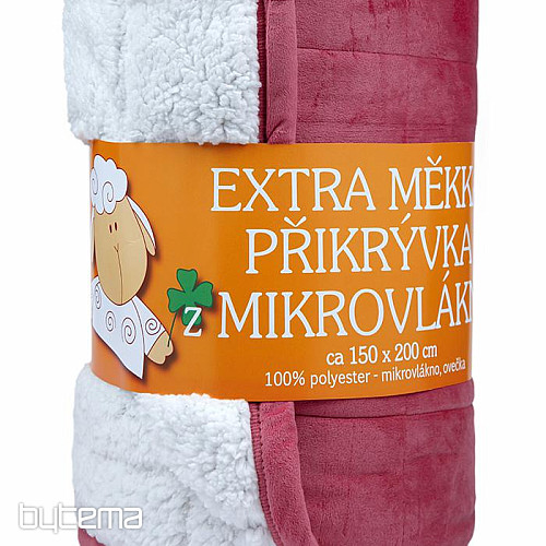 Manta microfibra EXTRA suave OVEJA cosido rosa viejo