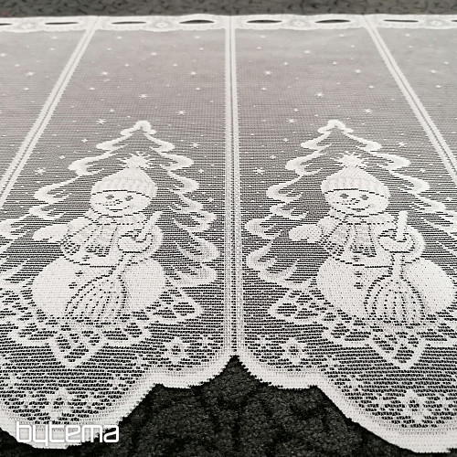 Cortina jacquard NAVIDAD para vidriera MUÑECO DE NIEVE