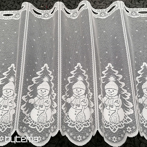 Cortina jacquard NAVIDAD para vidriera MUÑECO DE NIEVE