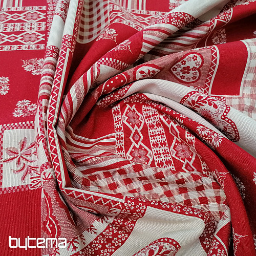 Tela decorativa CORAZÓN flor II combinación jacquard
