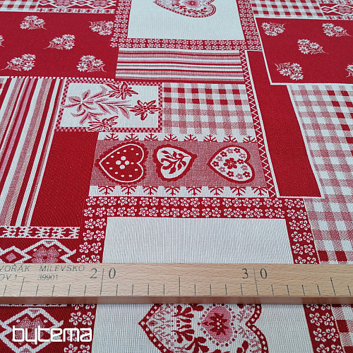 Tela decorativa CORAZÓN flor II combinación jacquard