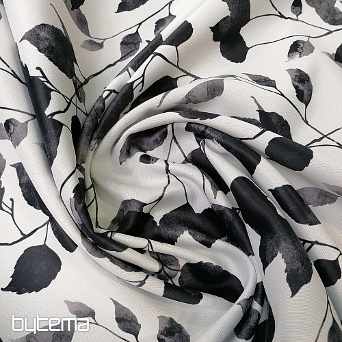 Tela decorativa BLACK OUT LEAVES blanco-negro