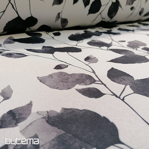 Tela decorativa BLACK OUT LEAVES blanco-negro