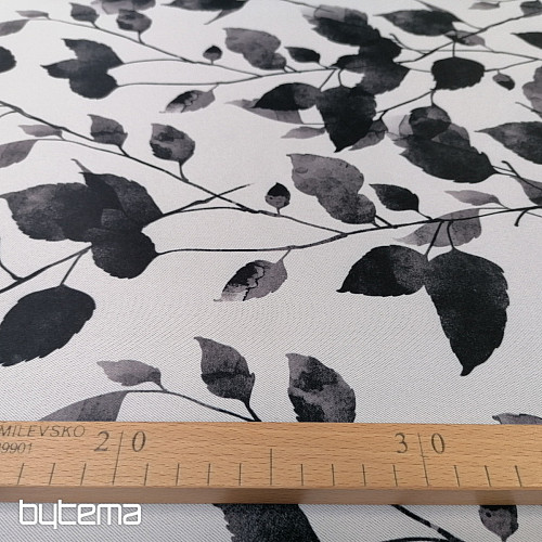 Tela decorativa BLACK OUT LEAVES blanco-negro