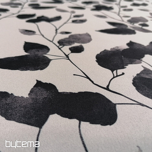 Tela decorativa BLACK OUT LEAVES blanco-negro