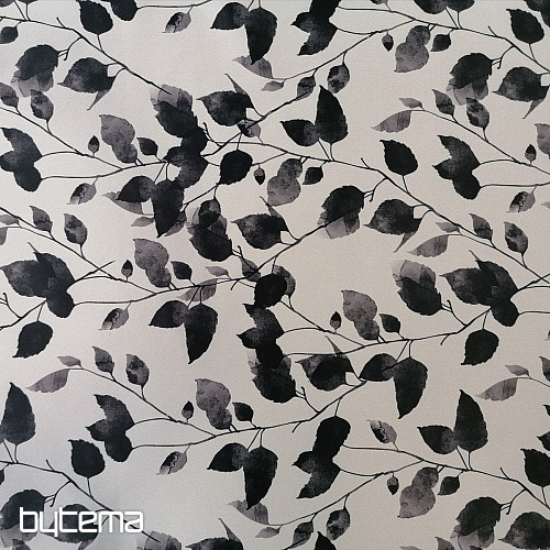 Tela decorativa BLACK OUT LEAVES blanco-negro