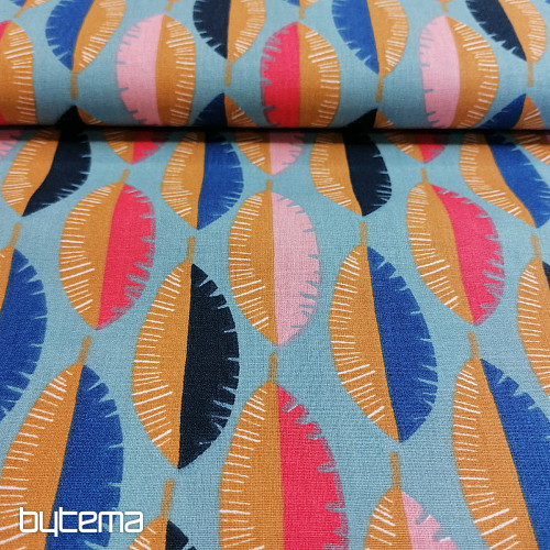 Tela de algodón PLUMAS azul