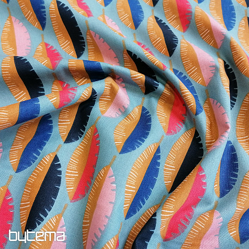 Tela de algodón PLUMAS azul