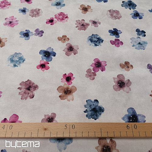 Tela decorativa FLORES violeta-azul