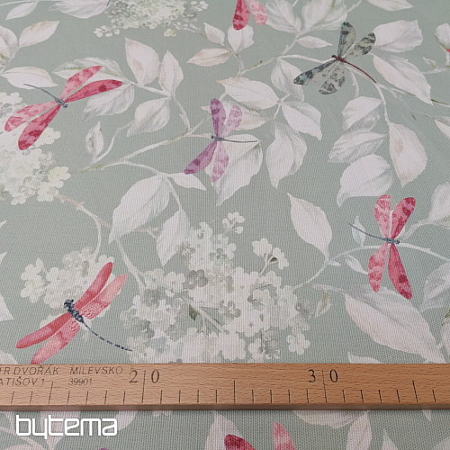 Tela decorativa ROSETO DRAGONFLY gris-verde