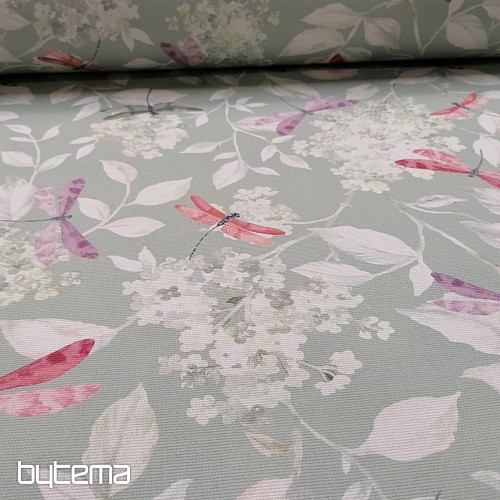 Tela decorativa ROSETO DRAGONFLY gris-verde
