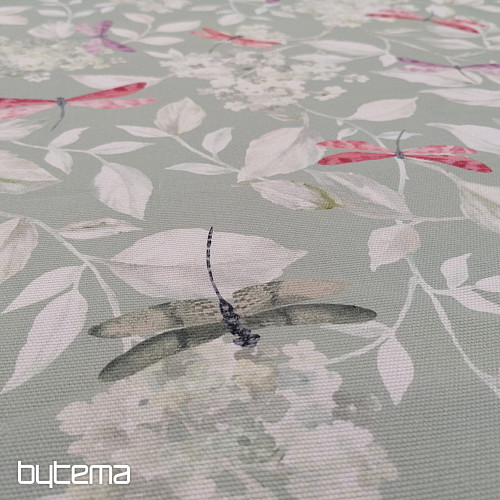 Tela decorativa ROSETO DRAGONFLY gris-verde