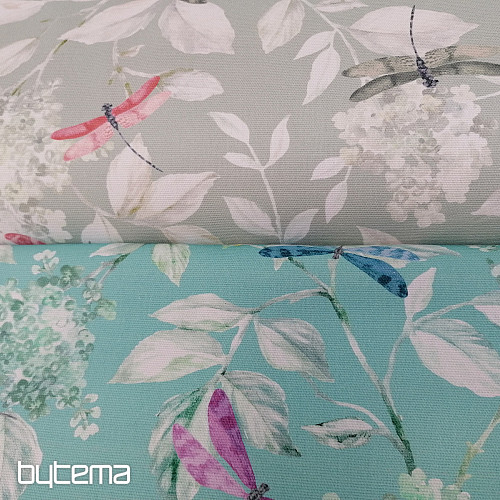 Tela decorativa ROSETO DRAGONFLY gris-verde