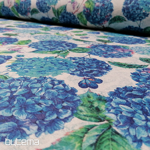 Tela decorativa hortensias azules