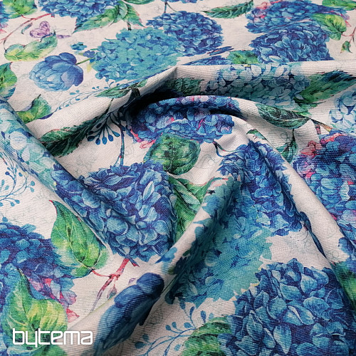 Tela decorativa hortensias azules