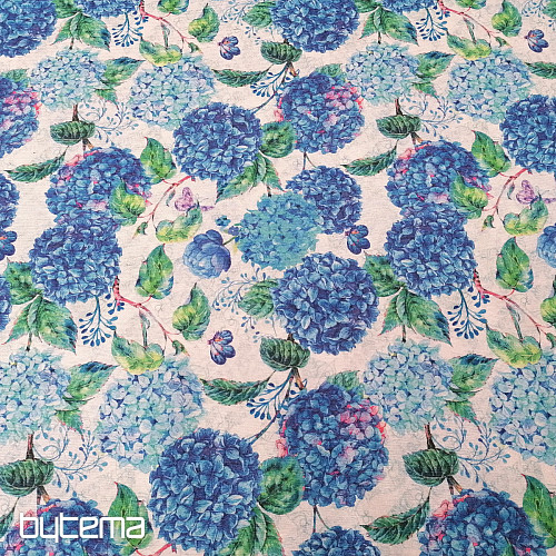 Tela decorativa hortensias azules