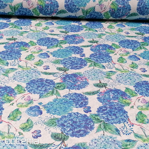Tela decorativa hortensias azules
