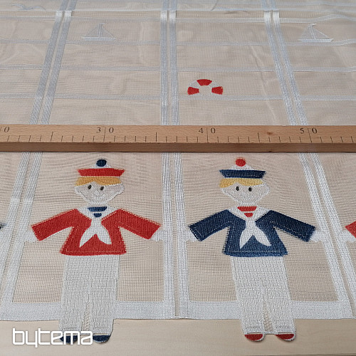 Cortina infantil en vidriera - jacquard MARINEROS