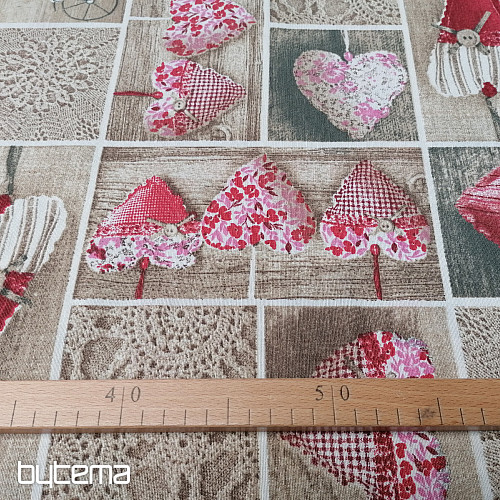 Tela decorativa SRDÍČKA LIDIA rojo
