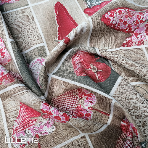 Tela decorativa SRDÍČKA LIDIA rojo