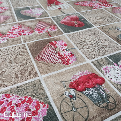 Tela decorativa SRDÍČKA LIDIA rojo